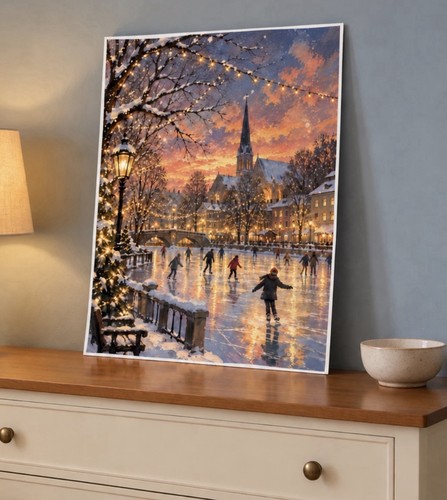 Poster winter eislaufen - a4,